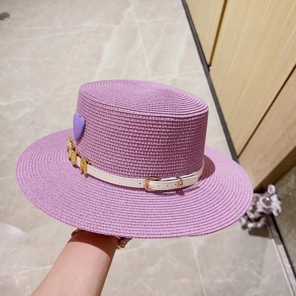 Dior Heart Logo Purple Straw Sun Hat - Picture 2 of 8
